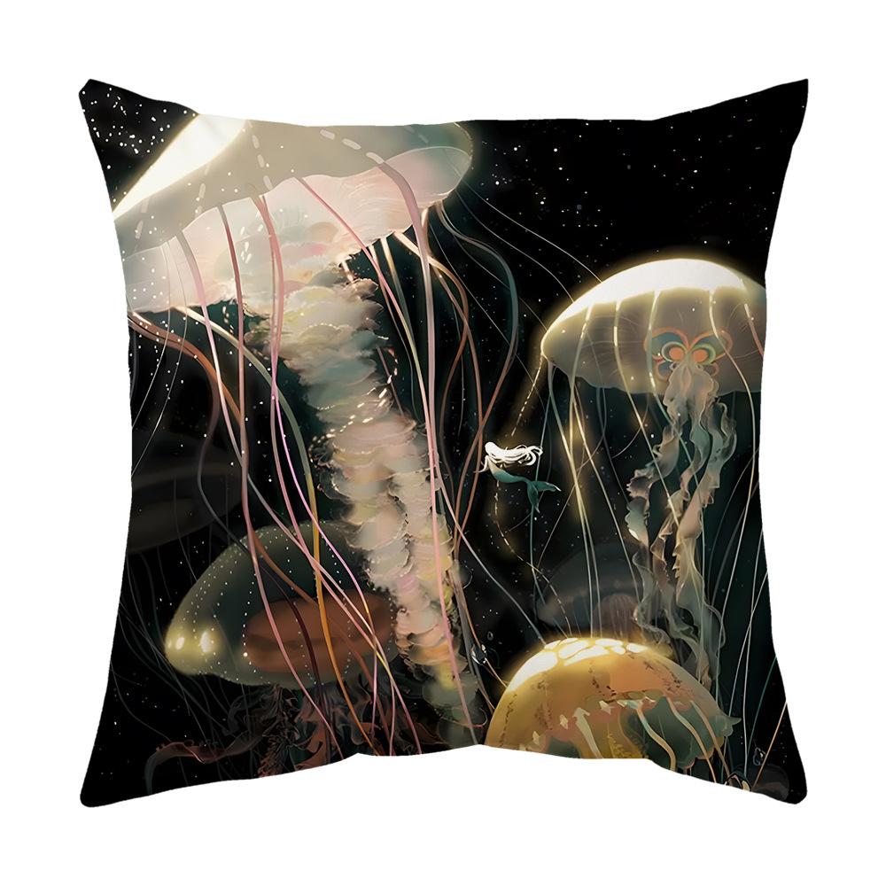 

Pillow Jellyfish Mermaid Ocean Cushion Printed Pillow Case Household Products Psychedelic Pillow Case 45 * 45cm (excluding core)