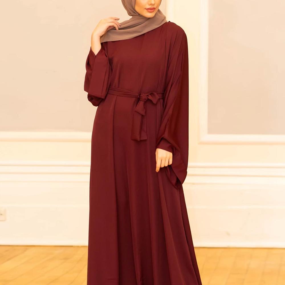

Женщины мусульманские платья сплошной цвет длиной до пола халаты с длинными рукавами кардиган Рамадан S