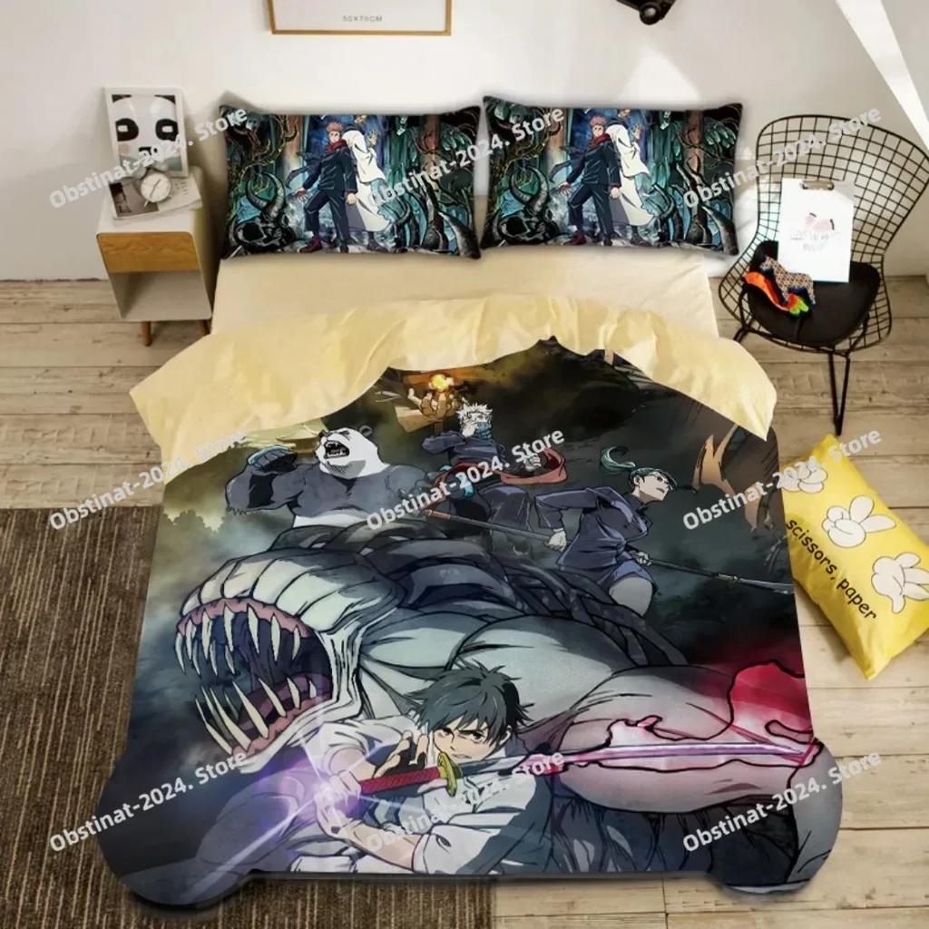 Capa de Edredom 3D Anime Satoru Gojo Japão Famoso Anime Conjuntos de Capa de Edredom Meninos Estampado 3D Sukuna Decoração de Quarto