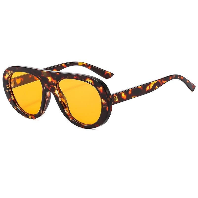 Retro Large Frame Round Face Thin Toad Glasses Men'S And Women'S Tide Single Beam Sunglasses Men'S Sunglasses Women