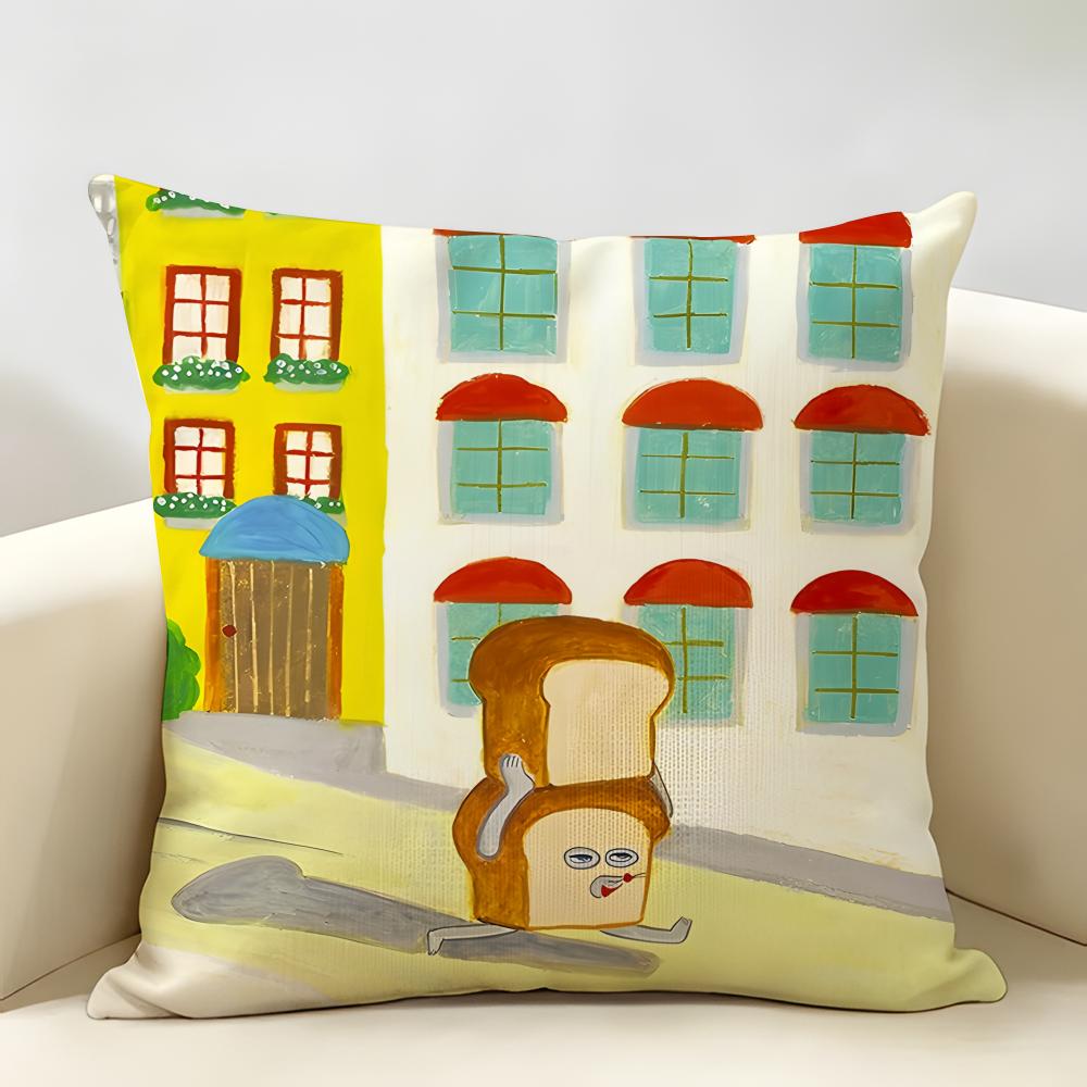 Book BBread Thief Cute Cushion Cover Natural Linen Organic Fabric DoubleSided Printing Room Sofa Decor Pillow Case