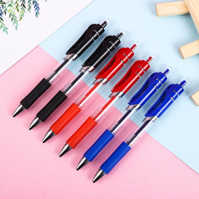 K35 Click-Action 0.5mm Bullet Tip Pen - Red, Black, Blue - Smooth Refill Water-Based Signature Pen for Office Use