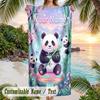 Panda Bamboo Forest Adventure Theme Quick Dry Beach Towel Custom Name Text Print Large Sand Resistant Towel Beach Vacation