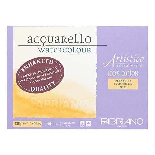 

KUSAKABE Fabriano Artistico Watercolor Paper, Extra White, F4, Medium Grain, 12 Sheets (FXB-F4)