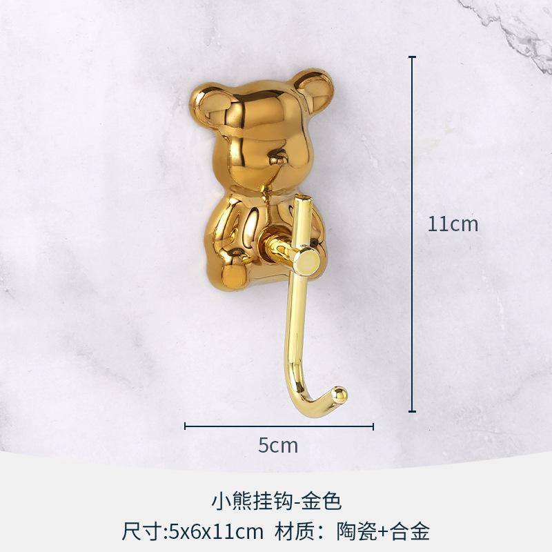 Little Bear Soap Dish Creative Bathroom Wall Hanging Ceramic Towel Holder and Hook Modern Home Decoration Bathroom Accessories
