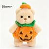 Fluffy Decorative Pillow Doll Halloween Pumpkin Bear Plush Toy, Soft Stuffed Animal for Kids, Theme Room Decor Cute Huggable Fall Holiday Home