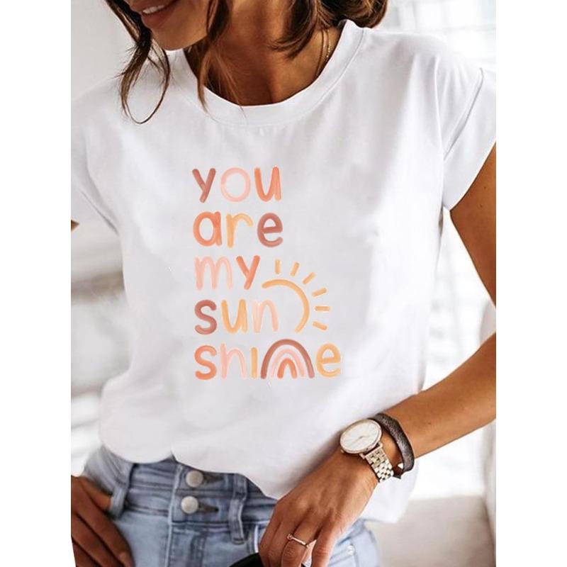 (Europäische Größe) Aquarell Damen T-Shirt Oberteil Kleidung Liebe Herz Lieblich Lässig Kurzarm Mode Druck Damen T-Shirt Weiblich Grafik T-Shirts