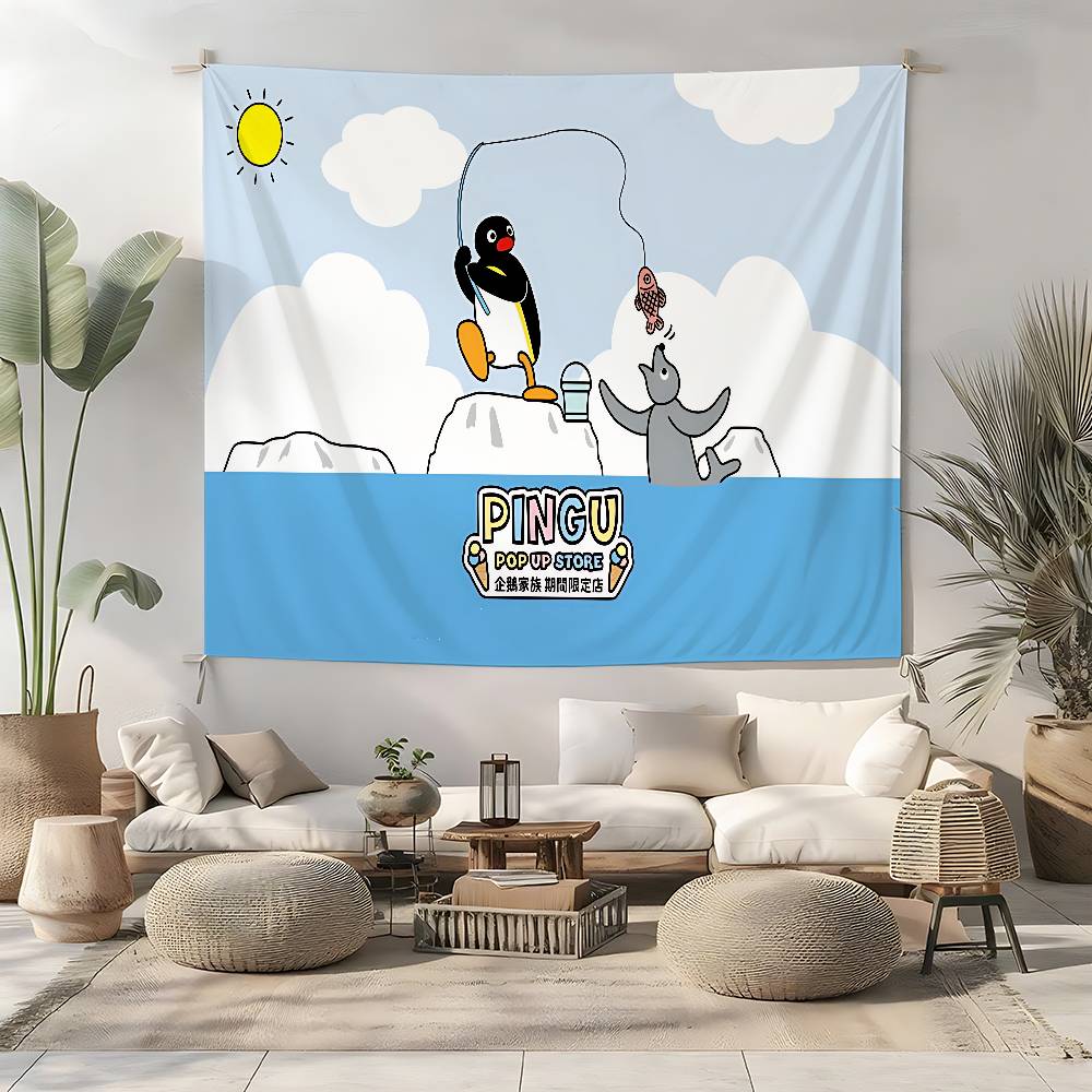Tenture Murale Pingu Pingouin Tapisseries Personnalisables de Styles Variés Accrochages Muraux Impression de Photos de Célébrités Accrochages Muraux