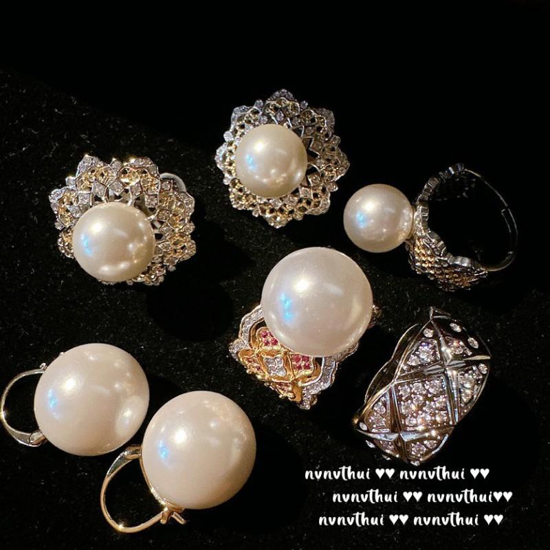 Elegant Tahitian Sea Pearl Earrings With Zircon Floral Design 14mm White Shell Studs Women Vintage French Style