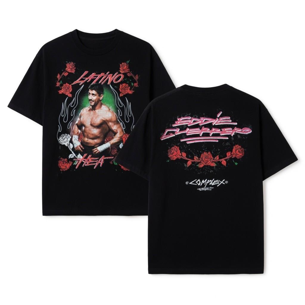 Eddie Guerrero Latino Heat Rose Double Sided Sport Tribute Memorial Tee Shirt L