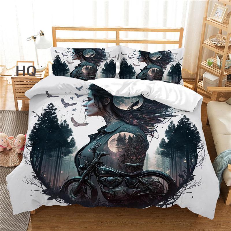 3D Skull Head Series Home Bedding Set Horror Pattern Quilt Cover Pillow Case 2/3 Halloween AU180 * 210 Full Size Home Decoration