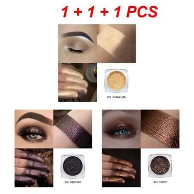 PHOERA Ombretto Pigmento Shimmer Glitter Monocolore Cosmetici a Lunga Durata 1/3 Pezzi, Set 3 Pezzi A, 1 Pezzo