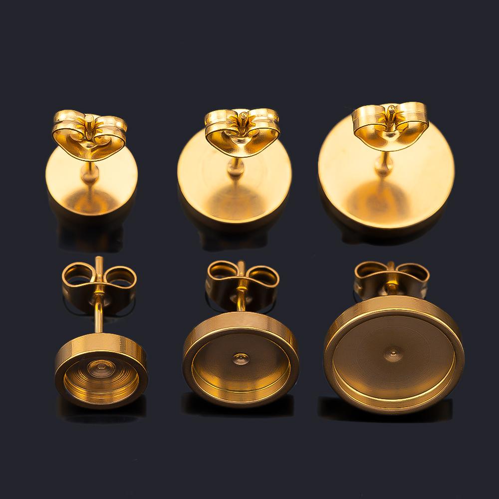 10 pièces 2 pièces Acier Inoxydable Rond Vierge Clous de Support Broches de Base Boucles d'Oreilles Bases de Support Bijoux DIY Fournitures de Fabrication Vente en Gros