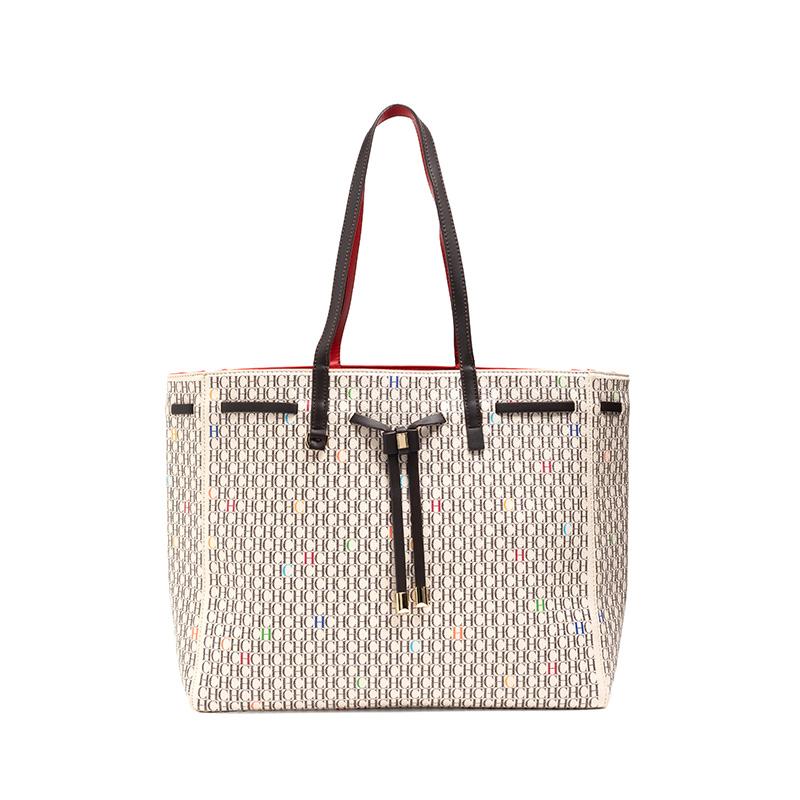 

Pure Colour Classic Letter Embossed Large Capacity Multi Purpose Ladies Shopping Handbag Ladies Tote Bucket Bag Fashion