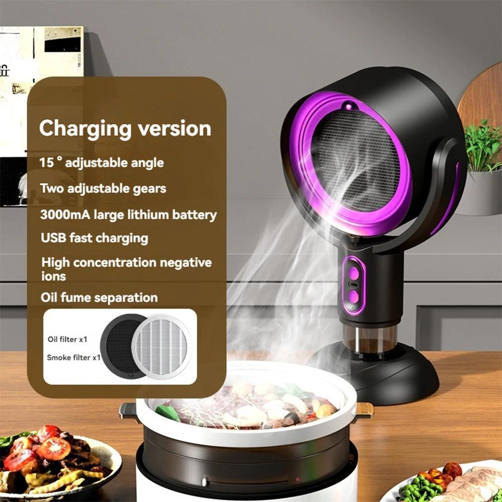 Mini Okap Kuchenny Biurkowy Mini Okap Ekstraktorowy Ładowanie USB Regulowany Kąt Kemping Piknik Hot Pot Okap Kuchenny