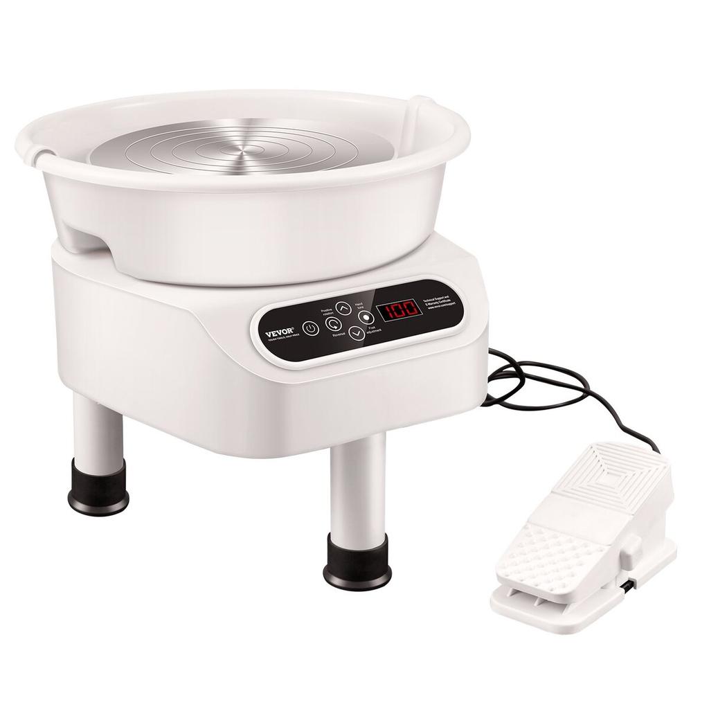 Pottery Wheel 11in Ceramic Wheel Foot Pedal Touch Screen 450W 3 Legs White