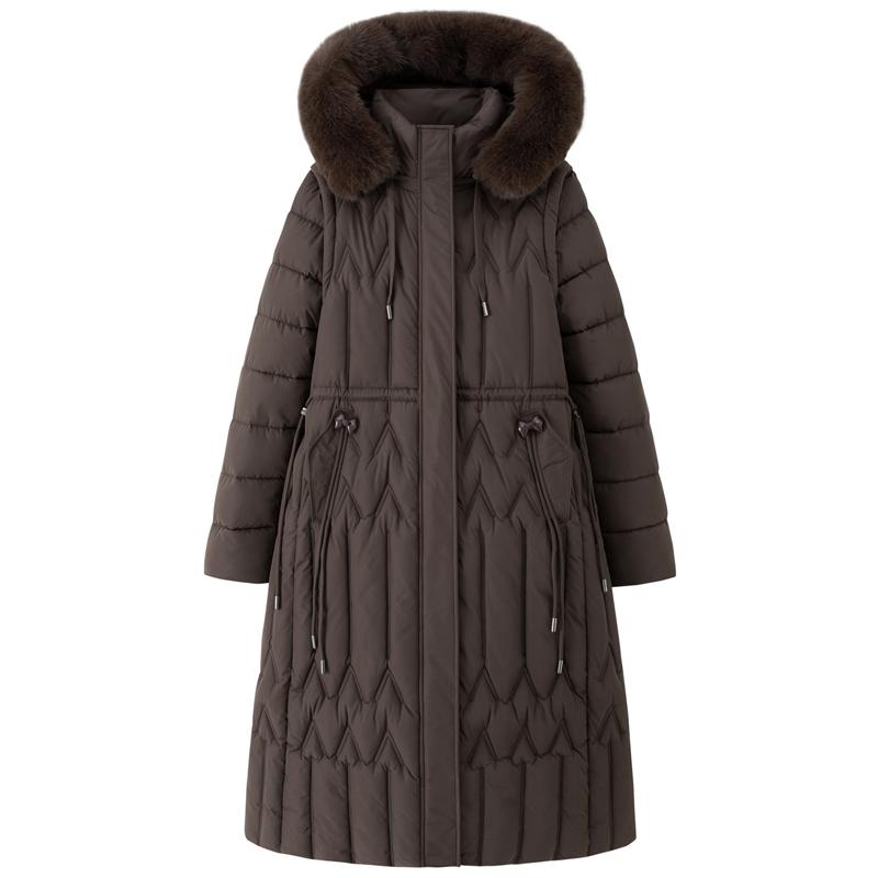 Sleeves Detachable Fashion Woman Winter Long Coats Hooded Faux Fur Collar Thick Warm Parkas Women's Jackets