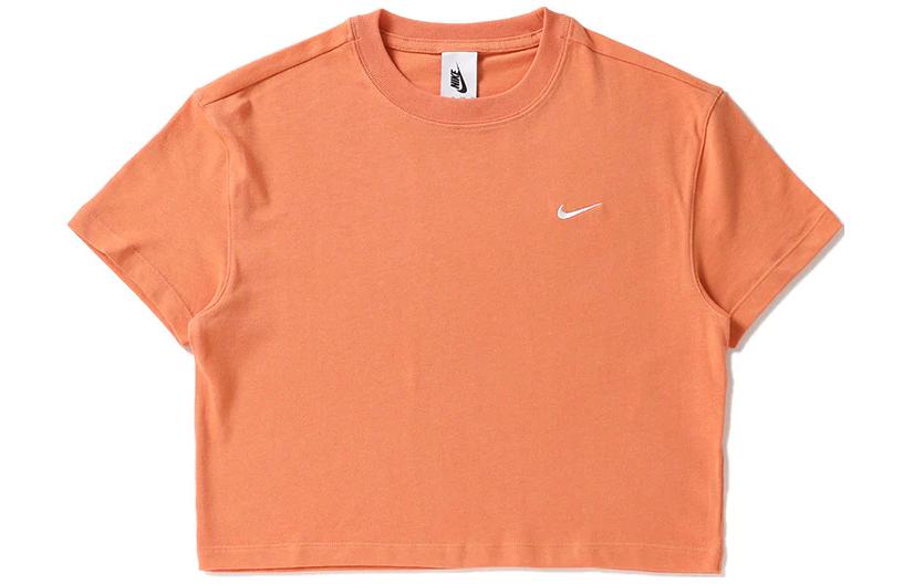 Nike T Shirts Women s Orange Crew Neck Moderate Straight Fit DA0324-863 M