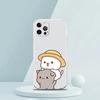 Cute Cartoon Cat Couple Luxury Phone Case For iPhone 16 15 14 13 12 11 Pro Max XS X XR SE 7 8 Plus soft Silicone Clear Cover