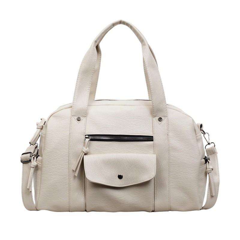 Large Capacity Tote Bag Women Minimalist Work Commute Shoulder Crossbody PU Leather With Zip