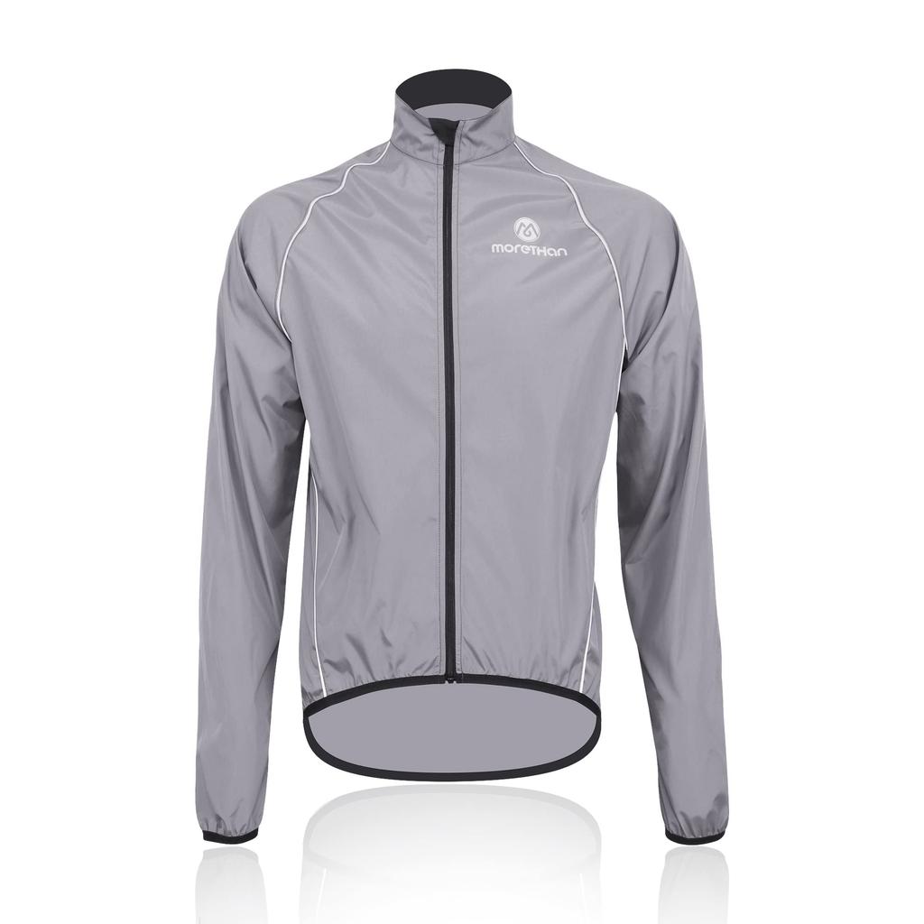 Morethan Long Sleeve Cycling Jacket Windbreaker Men's (L/Gray) Autumn/Winter (Lightweight/UV Protection/Back Pocket/Storable) WVP-005