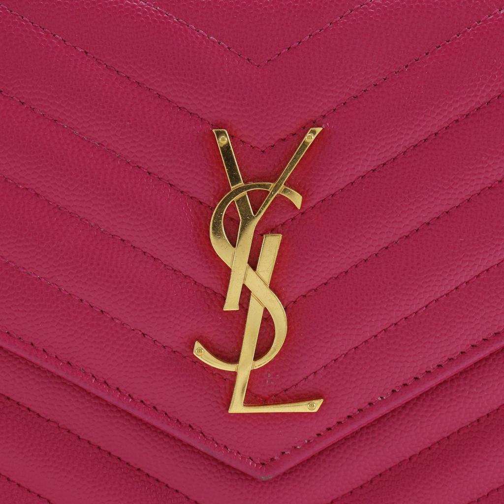 Saint Laurent ChainShoulder Chain Wallet Quilting Pink Leather Women Used