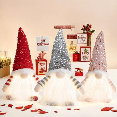 2024 Nuovo Natale Bambola Senza Faccia Cappello di Paillettes Decorativo Ornamento Luminoso Simpatico Nano Rudolph Decorazione Soggiorno