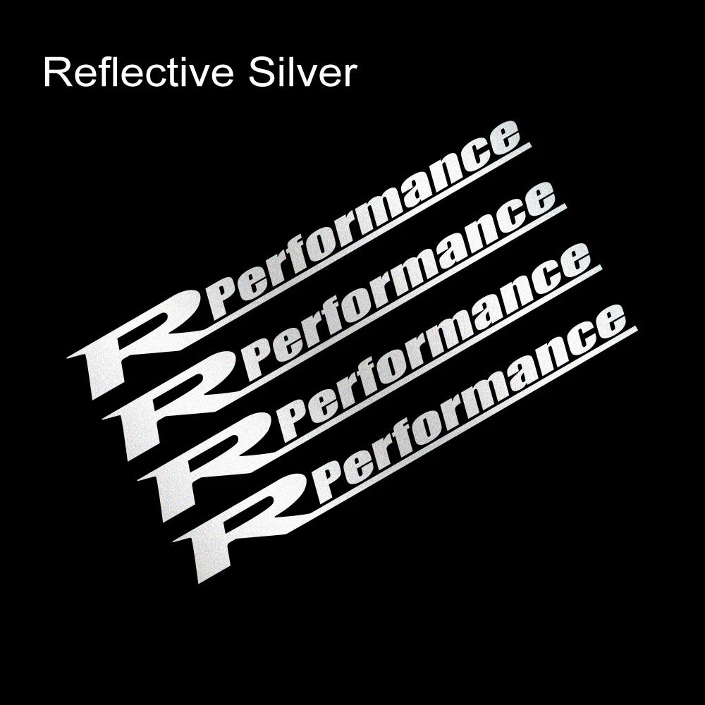 4Pcs R Performance Car Wheels Reflective Stickers Auto Rim Wheel Hub Body Racing Style Vinyl Film Decals Car Tuning Accessories