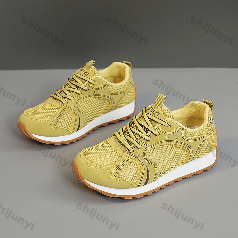 Fashion Women's Sneakers 2025 Mesh Breathable Summer Comfortable Casual Shoes Lightweight Non Slip Fashion Lace Up Height Increase Flats
