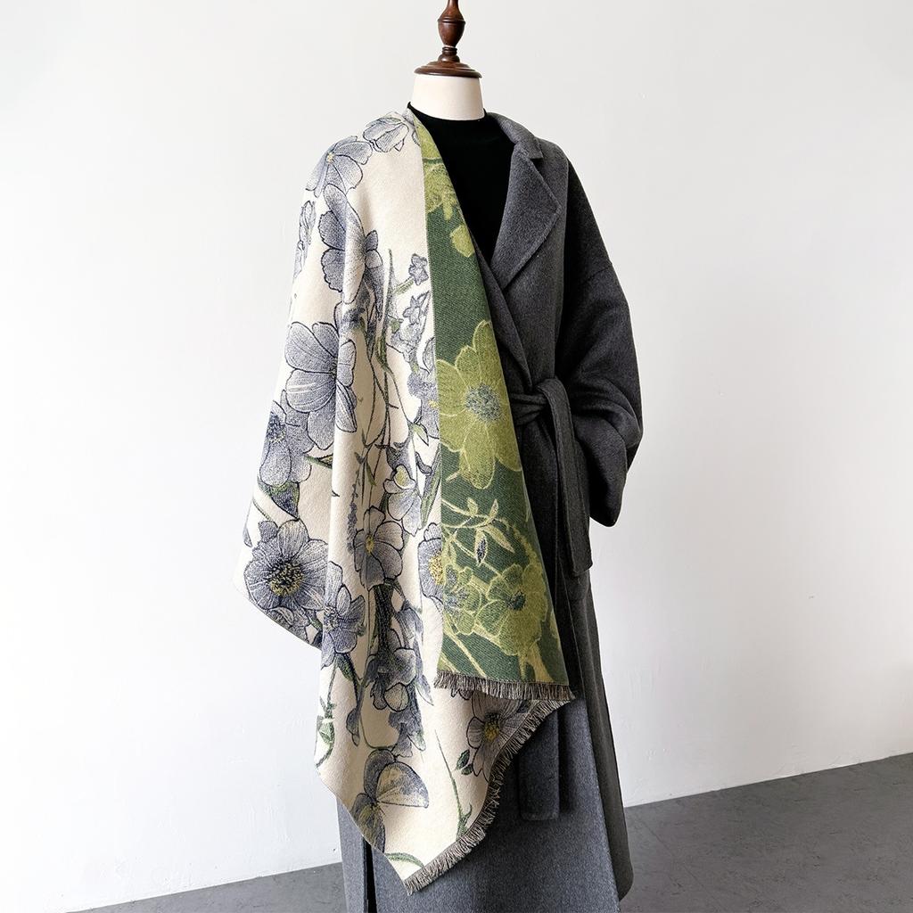 Dicke Kaschmirdecke Damen Schal Warmer Pashmina Schal Winter Wickeltücher Bufanda Print Design Poncho Echarpe Eleganz Schals