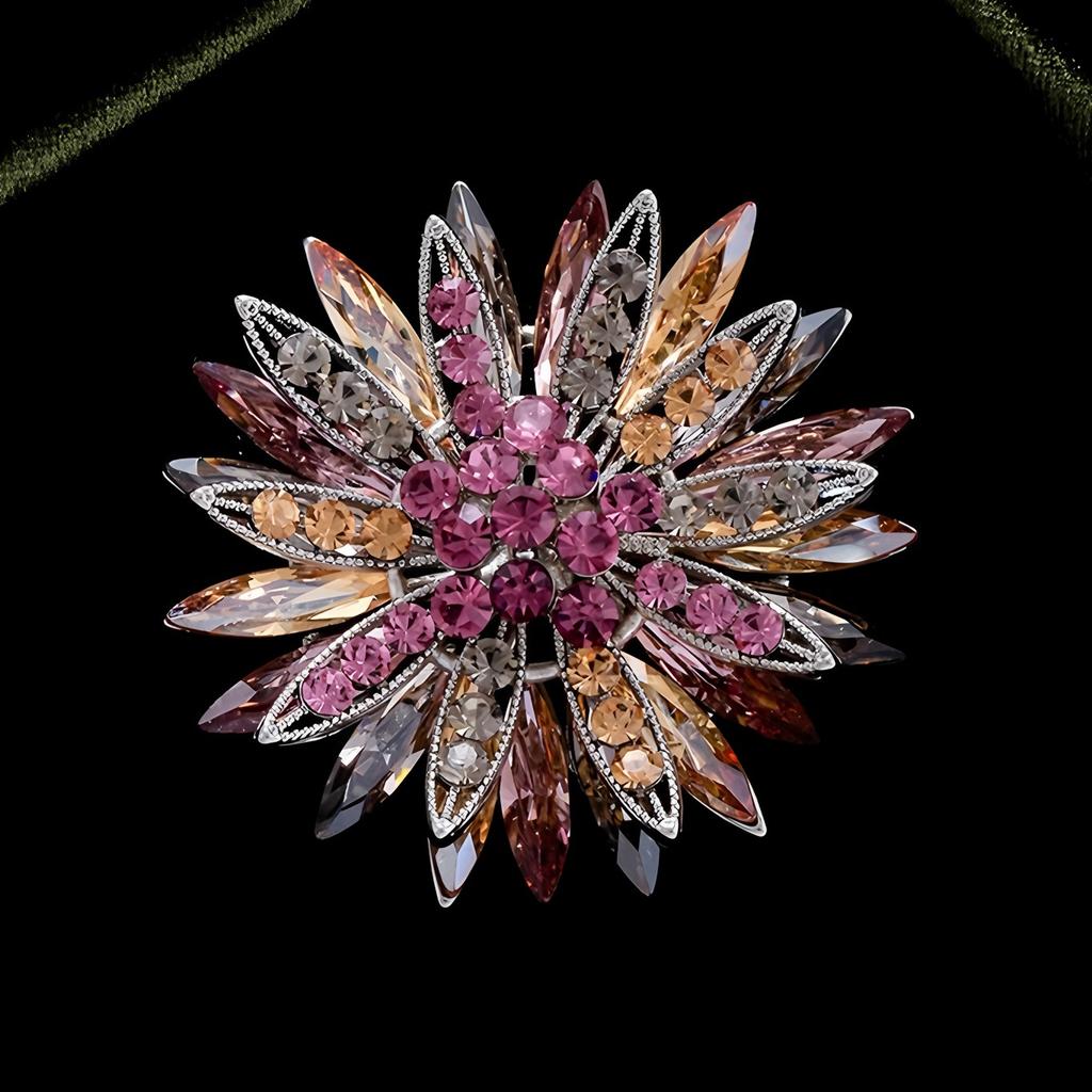 Exquisite Sunflower Brooch High-end Women's Light Luxury Crystal Brooch Pin Clothes and Accessories