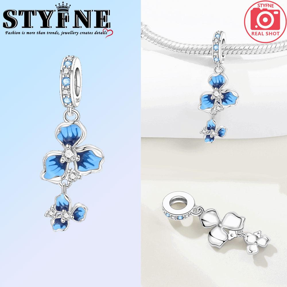 Copper Purple Iris Lotus Lily Of The Valley Charms Beads Pendant For Original Bracelet Woman Girl Jewelry