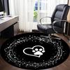 1PC PawPrint Heart Office Round Area Rug,  Mat Suitable ForOffice, Under Office Chairs Bedroom Living Room Home Decor, Room Deco