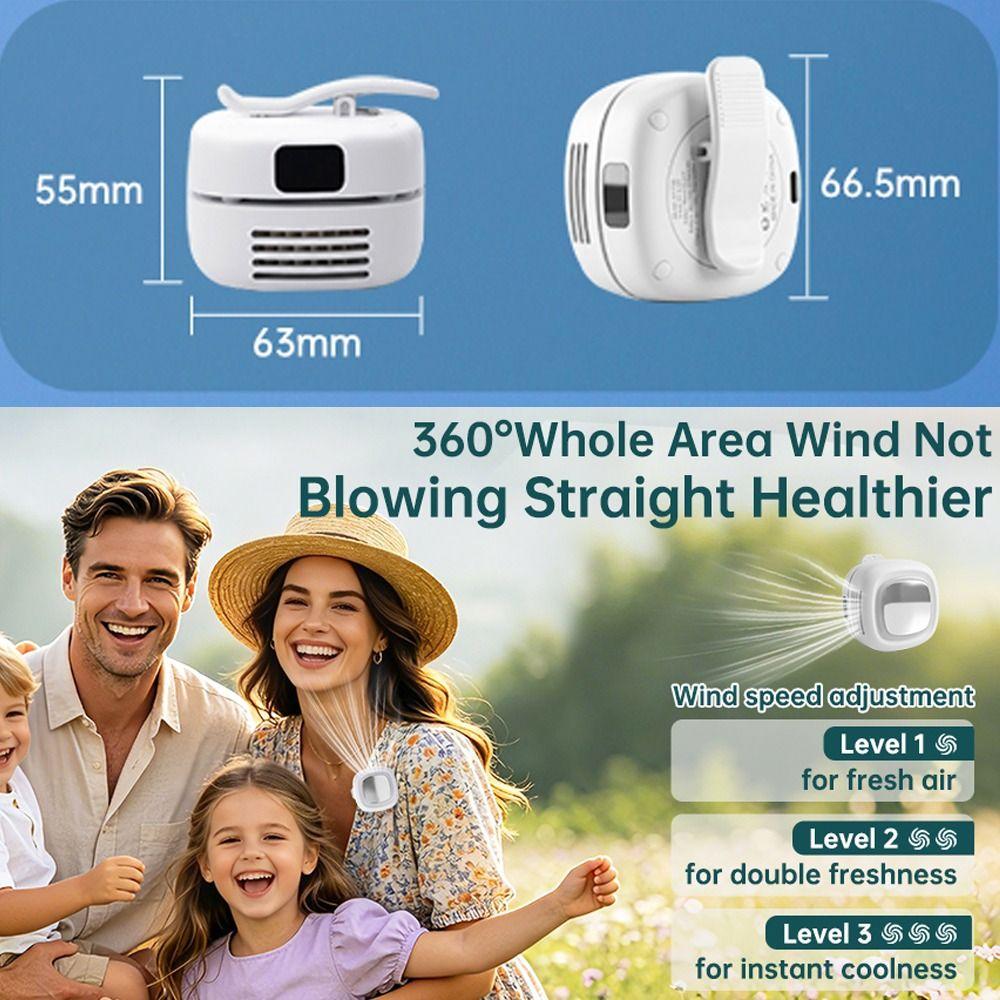 With Light Silent Mini Bladeless Electric Fan 3 Speeds Clip-on Fan New Air Cooler