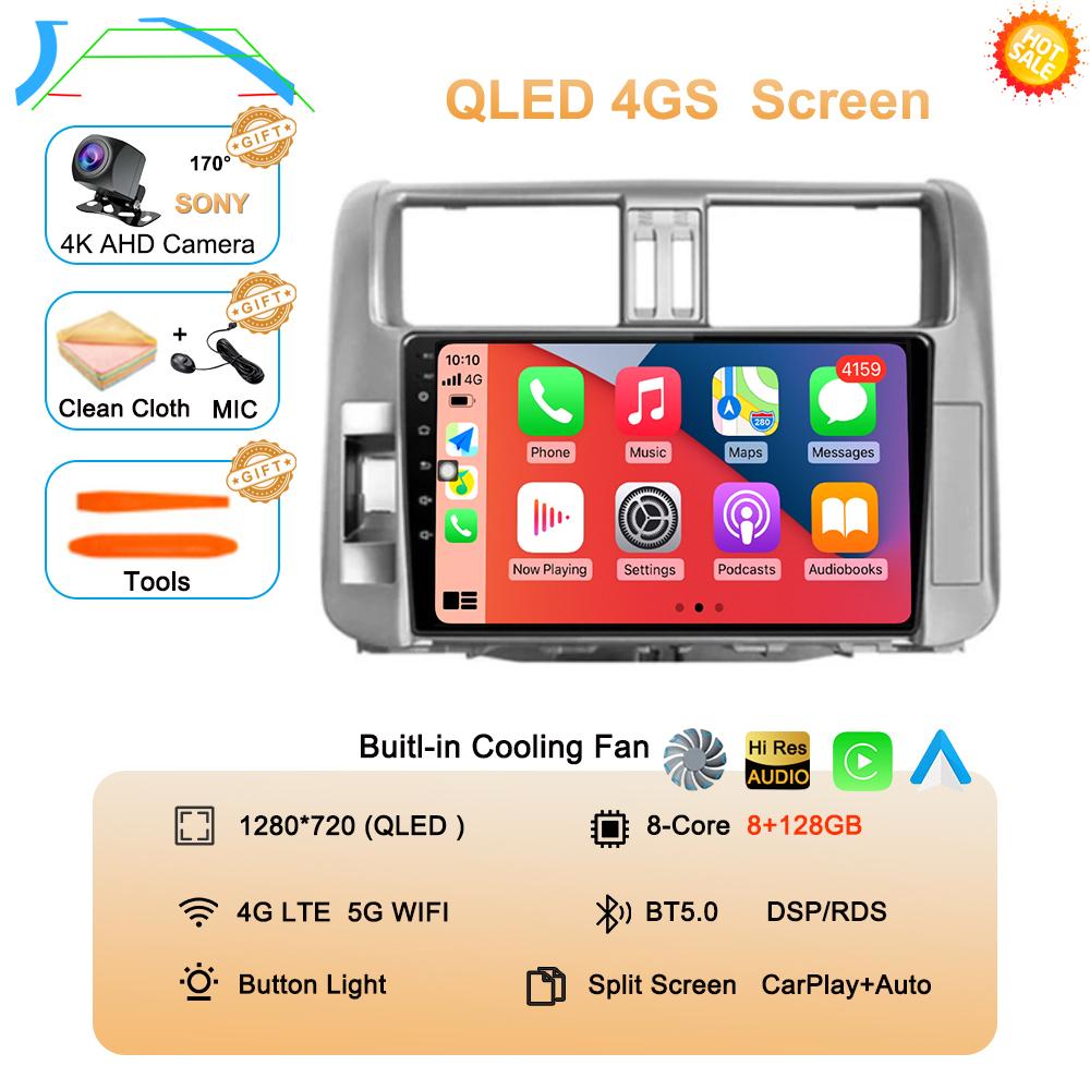 For Toyota Land Cruiser Prado 150 2009-2013 Android 14 Carplay Car Radio Multimedia Video Player Navigation Stereo Head Unit DSP