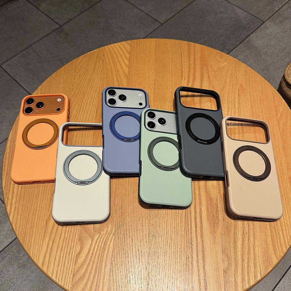 Magnetic Rotating Bracket Case for Apple iPhone 17 Pro Max - Skin-feel, Color Block Design, Advanced Protection
