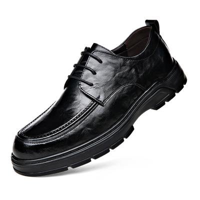 Fashion Spring Autumn Business Casual Shoes for Men Fashion New Designer Solid Color Lace Up Cow Leather Platform Shoes Male