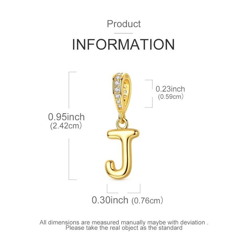 Copper Golden Letter J Charms Fit Original Bracelet Making Gift For Woman Jewelry Diy Fashion Pendant