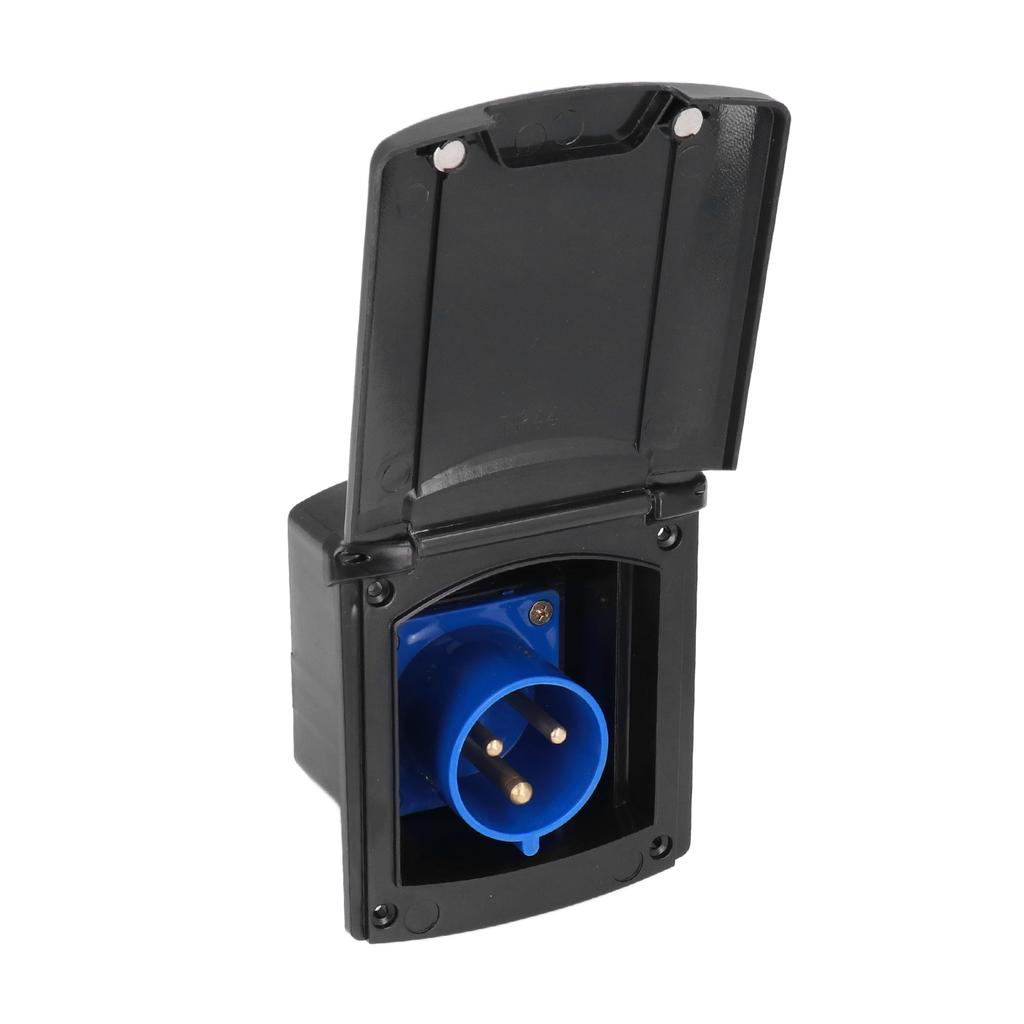 32A 220V‑250V RV External Power Outlet Box 3 Pin Plug Socket Waterproof Embedded Mounting for Campers Trailer