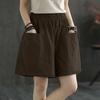 Women's Summer Casual Wide-Leg High Waist Plus Size Wool Shorts with Slimming Fit and Pockets
