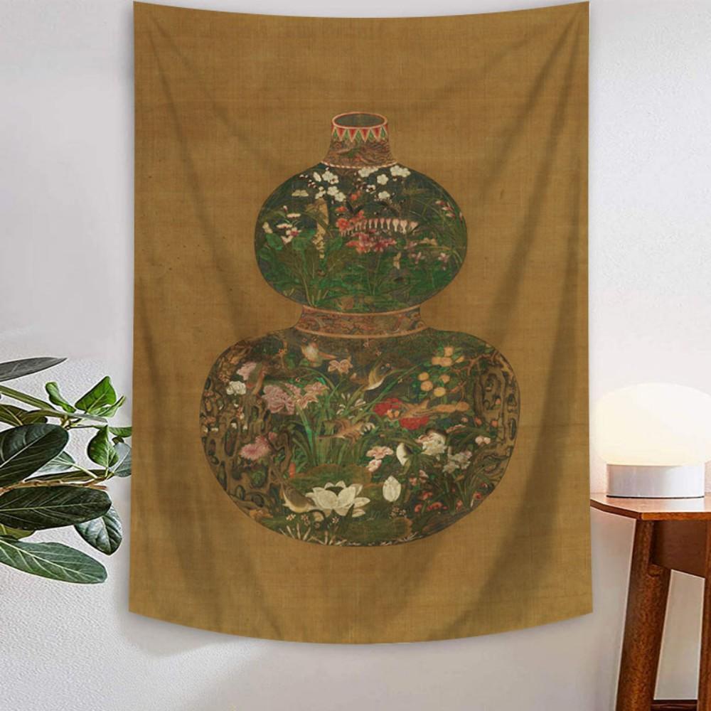 VIKAMA Vintage Orientalna Estetyczna Gobelin Bóg Ptak Kwiat Totem Salon Sypialnia Wejście Dekoracja Ścienna