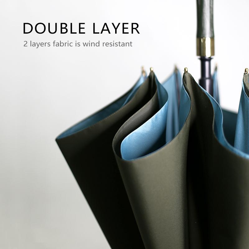 120cm Big Long Umbrella Men Business Double Layer Windprooof Umbrella Rain Women Leather Cover Golf Umbrella Outdoor