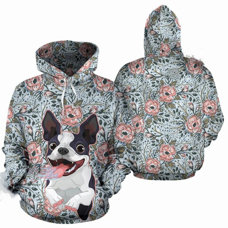 Flower Cute Pug Graphic Sweatshirts Funny Animal Dog 3D Printed Hoodies For Men Casual Streetwear Women Pullovers Tracksuit Tops
