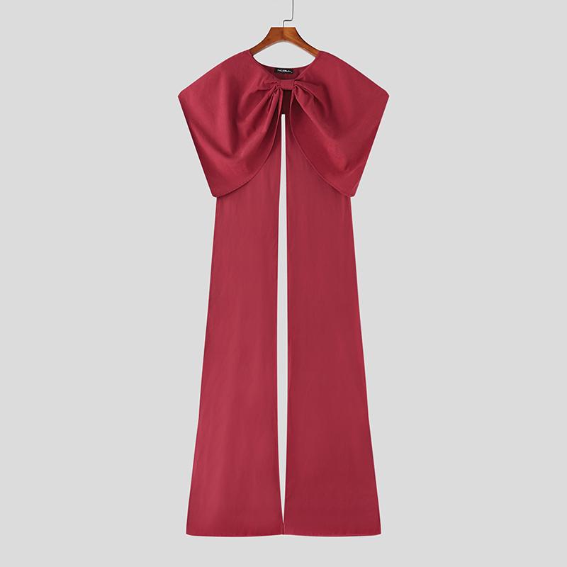 

INCERUN Мужские банты с разрезами в стиле шаль Длинные вечерние плащи пальто накидка M красный