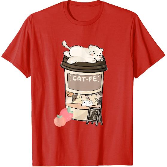 Süßes Katzencafé, Kawaii Katzenkaffee, Anime Neko Kitty, Katzen Wortspiele T-Shirt