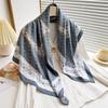 European and American English scarf 91 twill printing square scarf versatile high-end travel temperament shawl simulation silk headscarf women