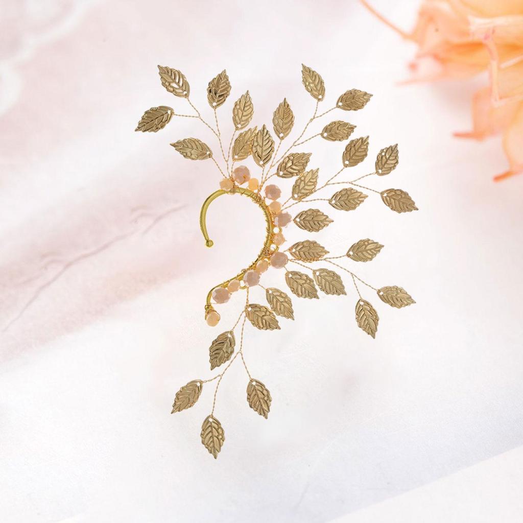 Ear Cuff Cartilage Earring Designed with Floral Green System Style Clip on Wrap for
