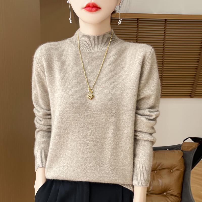 Mao Ren Damen Strickpullover mit halbohem Kragen