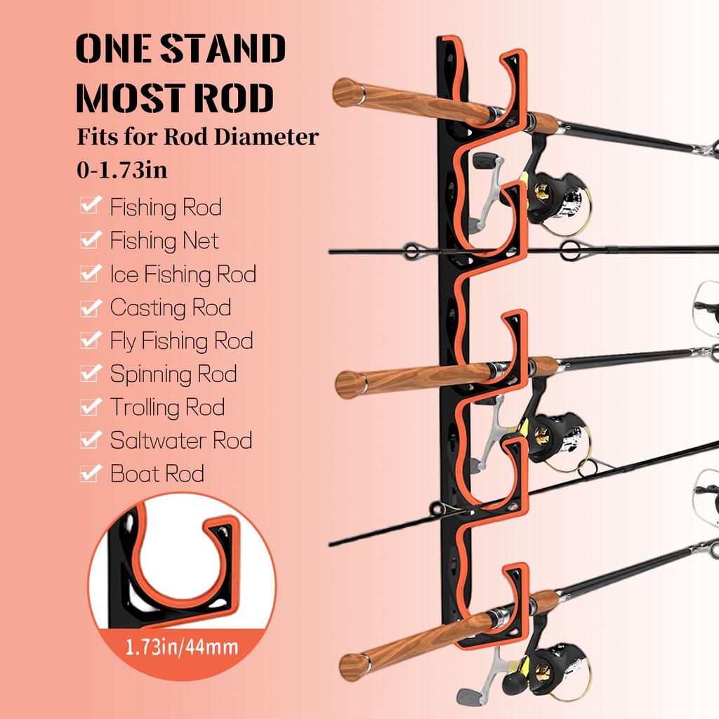 H5 Wall Or Ceiling Mounted Fishing Rod Rack With Soft Protective Pads, Fishing Rod Storage Box