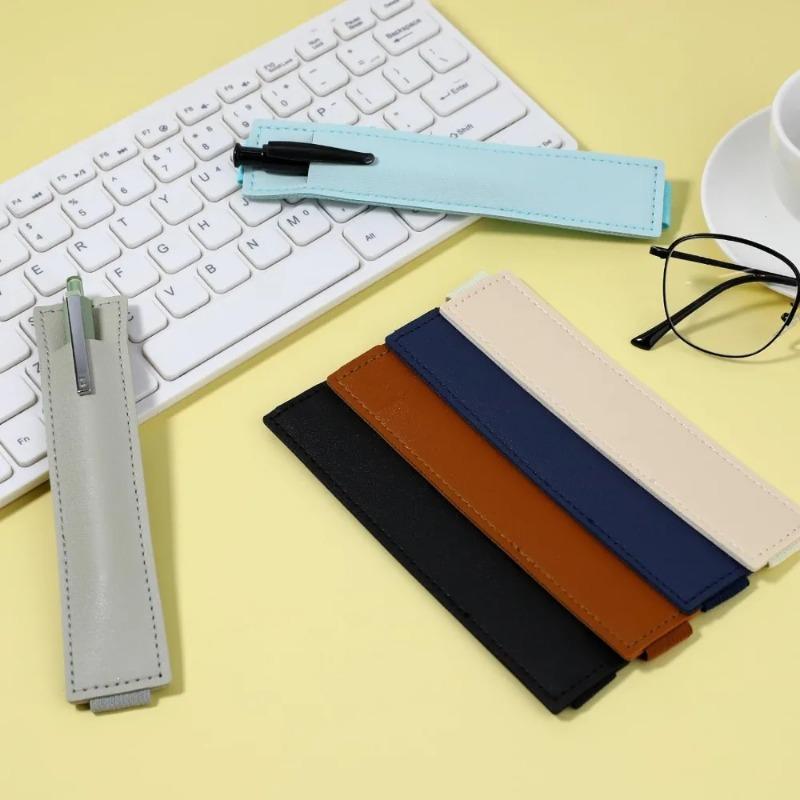 Durable Elastic Pen Holder Clip - Leather Pocket Case with Elastic Band for Laptops and Tablets - Stationery Accessories